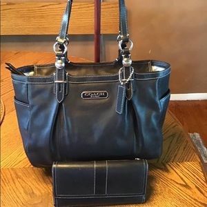 Coach Black Leather Bag & Wallet Set